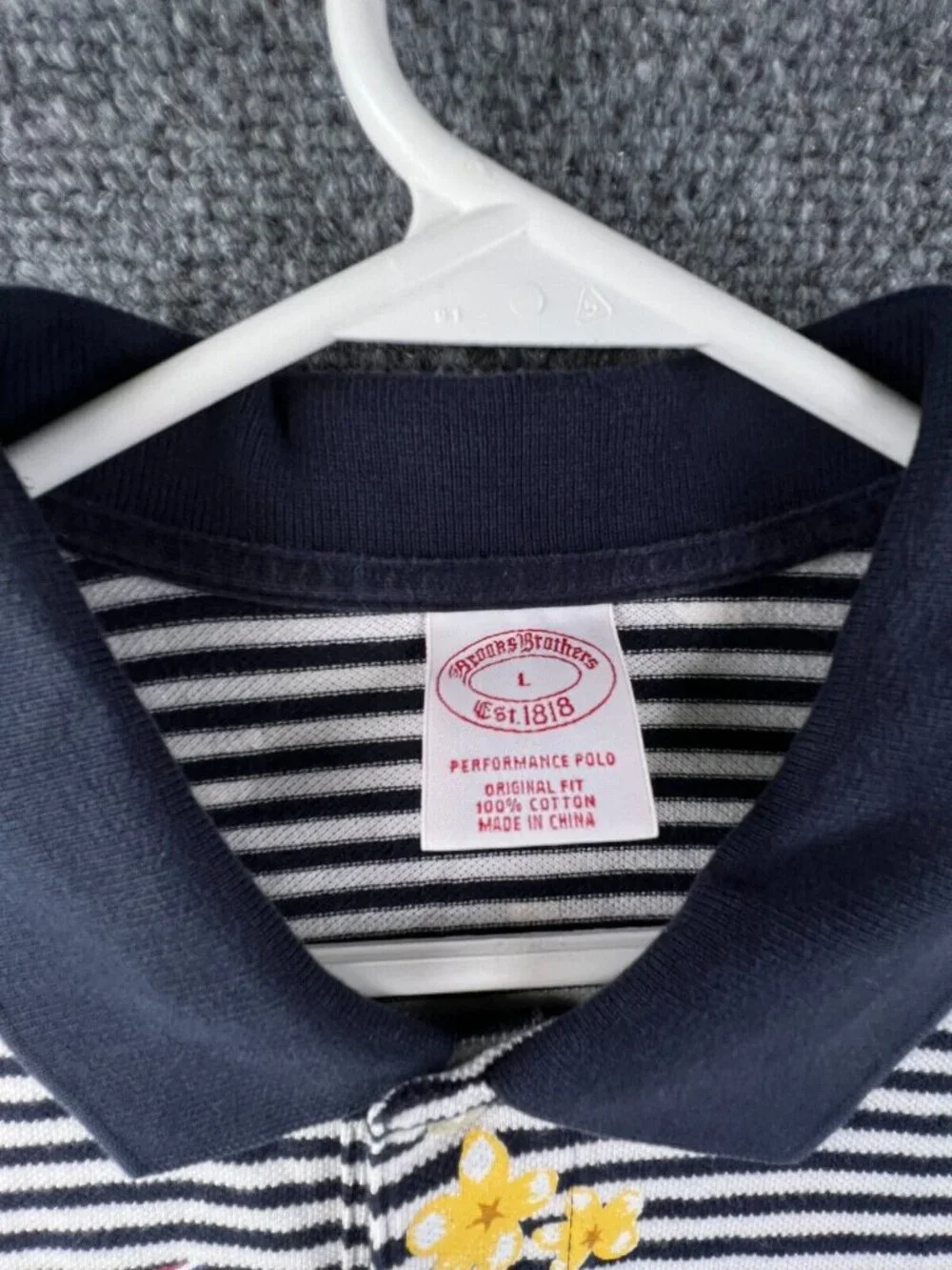 Brooks Brothers Floral Flags Short Sleeve Polo Shirt Striped Large Original Fit - Picture 7 of 15